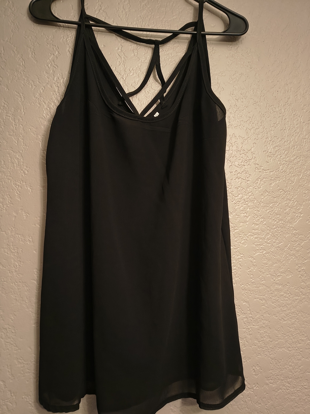 Black Strappy Sheer XL Women's Tank Top